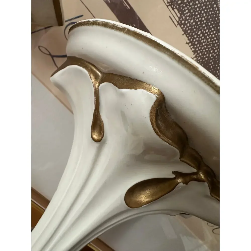 Vintage Italian Hollywood Regency Style Gilt Porcelain Brackets Shelves sconces